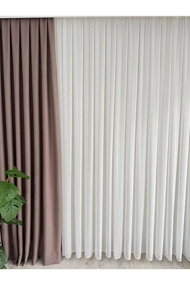 Puantiyeli Tül Perde | Ağır Gramajlı Bambu | 1/3 Sık Pile l Ütü İstemez | Trendy Ürün